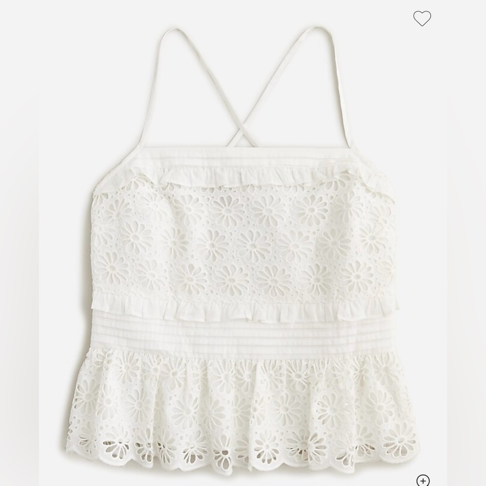 J.Crew Cross-back smocked-waist eyelet top